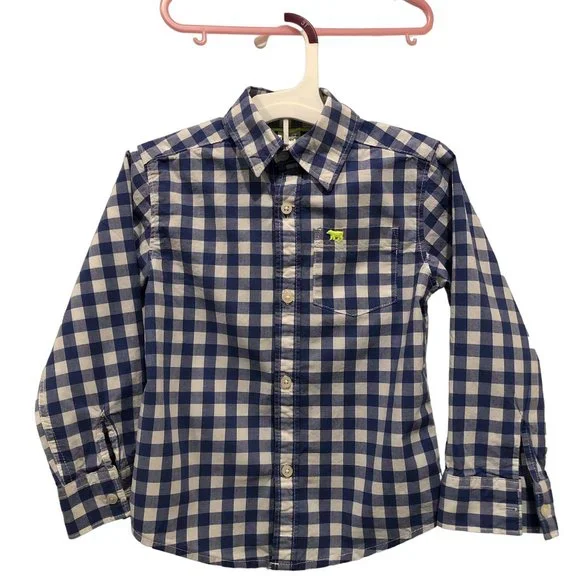Carter's Boy Toddler Plaid Button Down Shirt Blue White Size 4T - Picture 3 of 11